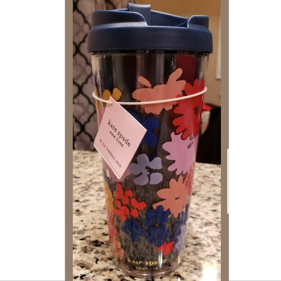 LAST 1! NEW KATE SPADE BLUE FLOWERS 16 OZ MUG - Picture 3 of 8